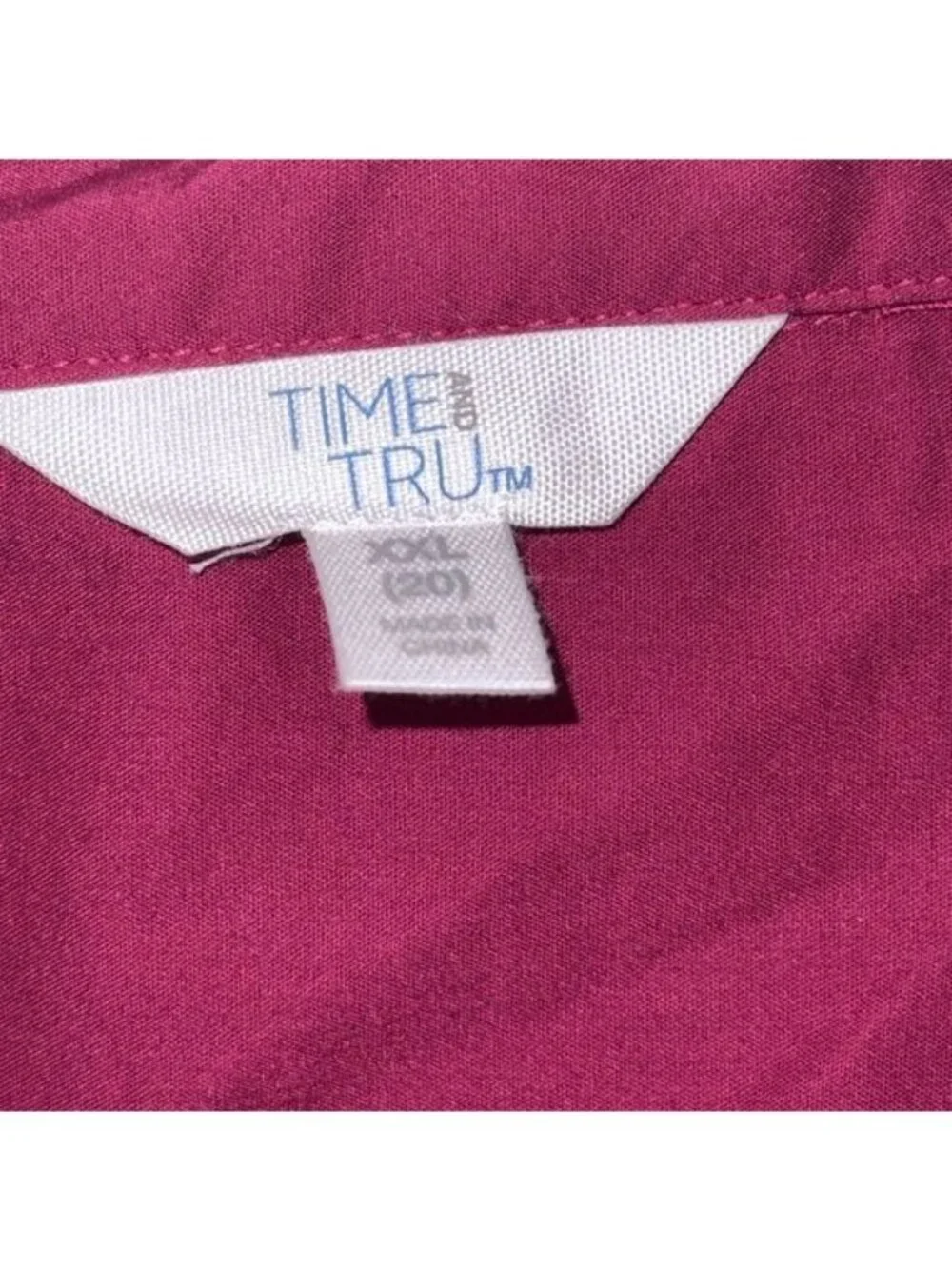 Time & Tru Womens Button Front Shirt XXL 20 Purple Long Sleeve Collared - Picture 3 of 8